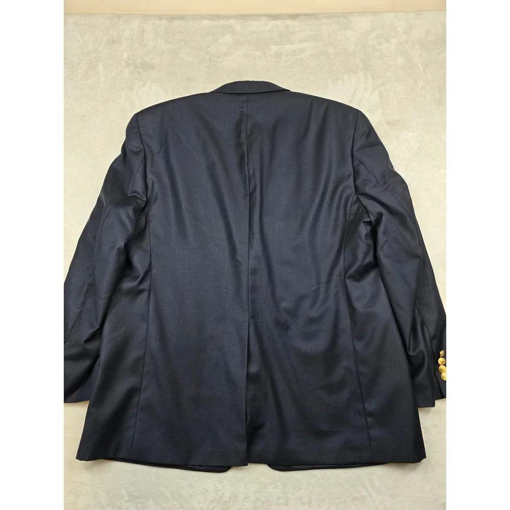 LRL Ralph Lauren Navy Blue Blazer Mens‎ 46R 100% Wool Gold Button Sport Coat